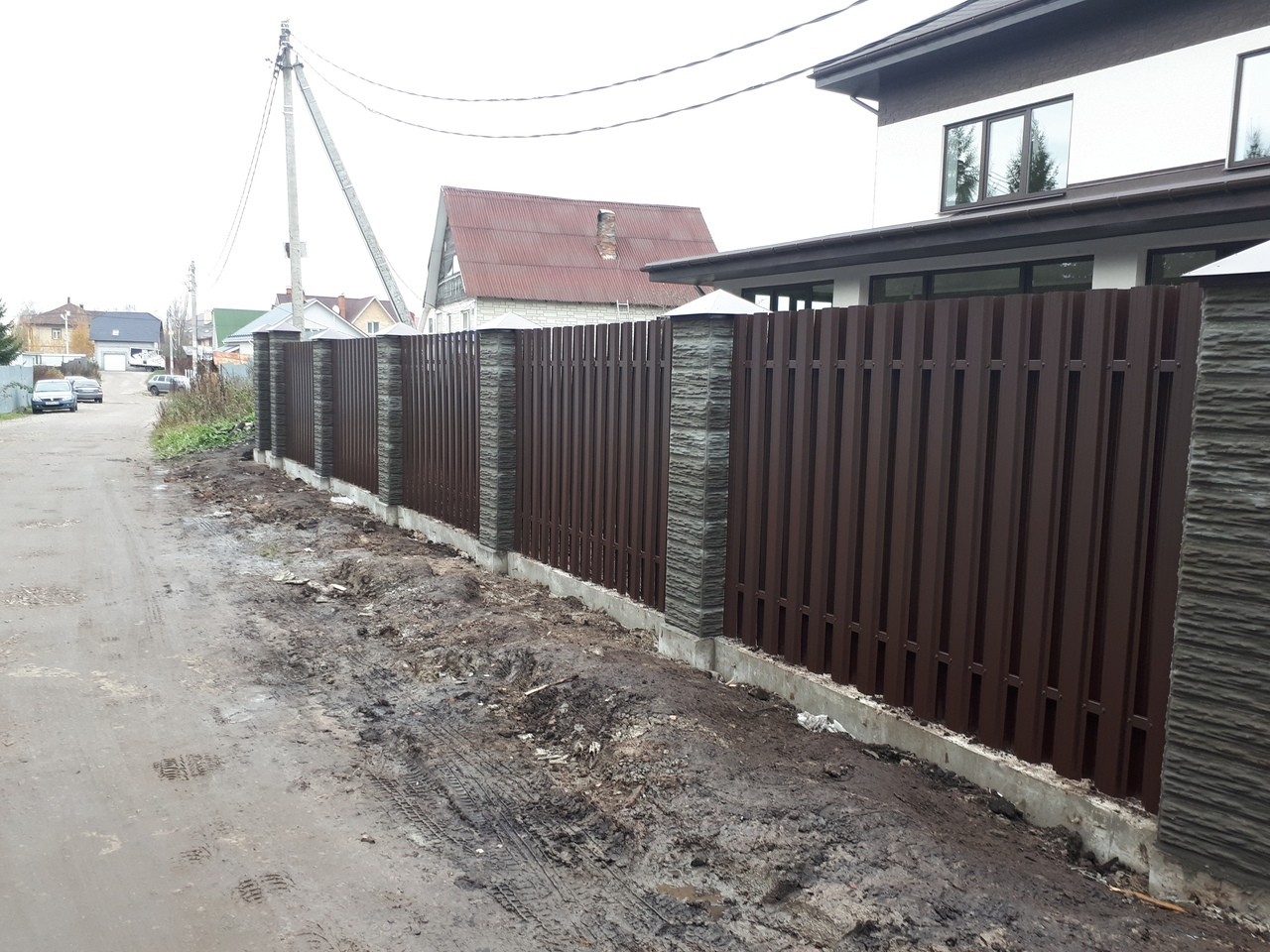 Забор шахматка 40м из штакетника столбы под камень в Переславле-Залесском