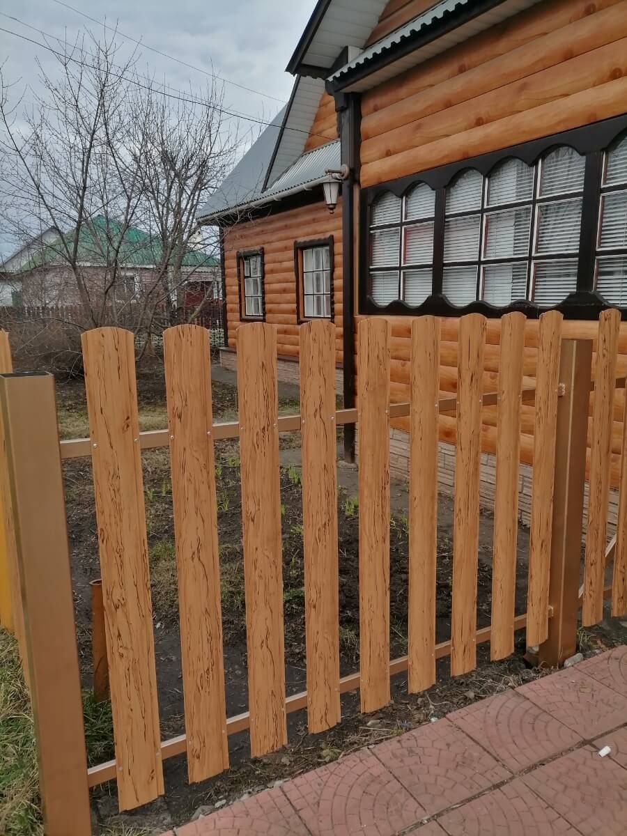 Забор из металлического штакетника 19м Кипарис 2xPrintech двусторонний в Переславле-Залесском