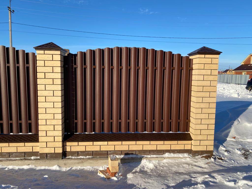 Забор из евроштакетника 57м RAL8017/8017 Шоколад двухсторонний МАТТЕ в Переславле-Залесском