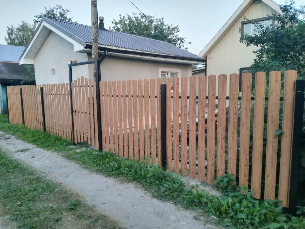 Забор из евроштакетника 14м Кипарис 2xPrintech двусторонний в Переславле-Залесском